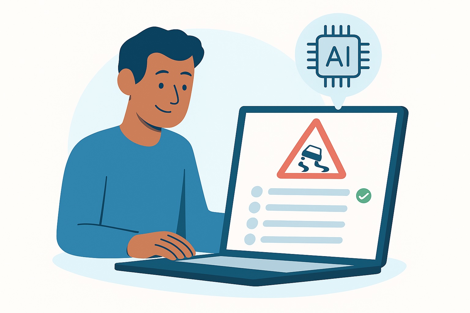 Student taking AI assessment test